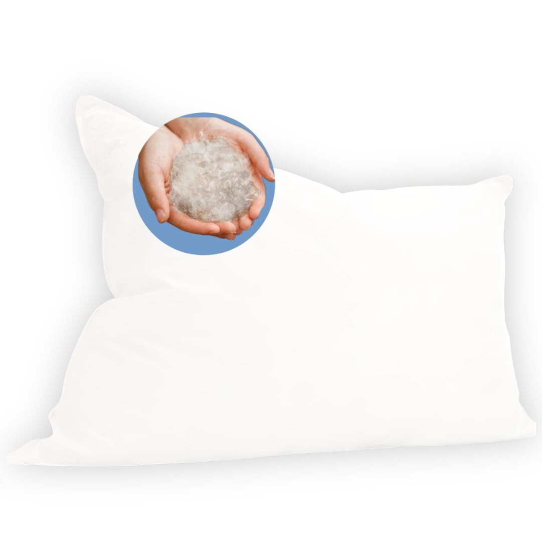 Continental Bedding Wool-Micro-Pillow, King, White