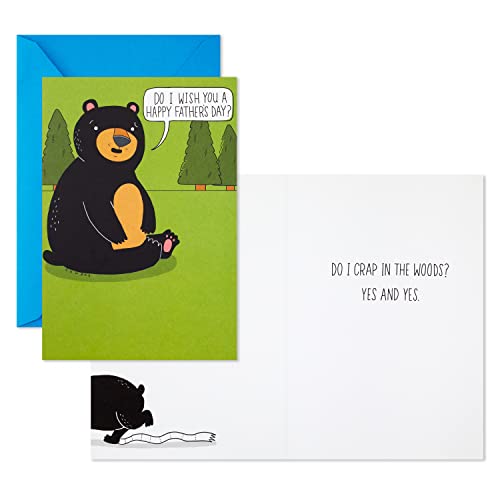 Hallmark Shoebox Pack of Funny Fathers Day Cards, Bear in the Woods (6 Cards with Envelopes for Dad, Son, Brother, Grandpa, Friend, Anyone)