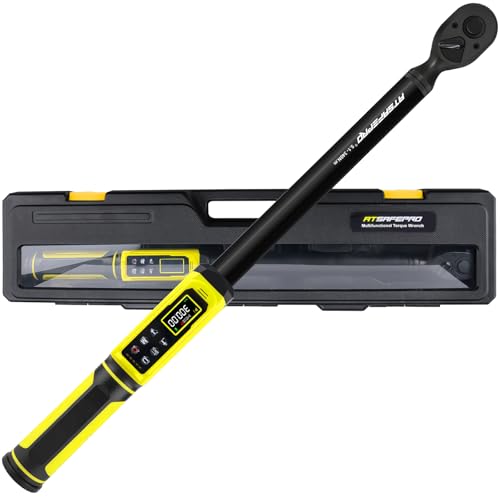 ATsafepro Digital Torque Wrench-1/2-Inch Drive & 5.1-340Nm (3.8-250.8 ft-lb), Heavy Duty Torque Wrench with Buzzer, 5 Units, ±2% Accuracy for Trucks & Machinery