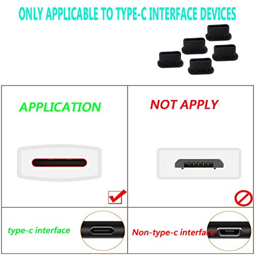 ACKLLR 10 Pairs USB C Dust Plugs Set for Type C Charging Port and Earphone Jack, Silicone Anti-Dust Pluggy Caps Compatible with Samsung S10, Note, Pixel, One Plus,Latest 12”, 13” and 15” Mac Laptops
