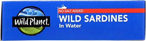 Wild Planet Wild Sardines in Water, No Salt Added, Tinned FIsh, Sustainably Wild-Caught, Non-GMO, Kosher, Gluten Free, Keto and Paleo, 4.4 Ounce, Single Unit
