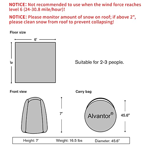 Alvantor Pop Up Bubble Tent - 6’ x 6’ Instant Igloo Tent - 2-3 Person Screen House for Patios - Large Oversize Weather Proof Pod - Cold Protection Camping Tent - Beige