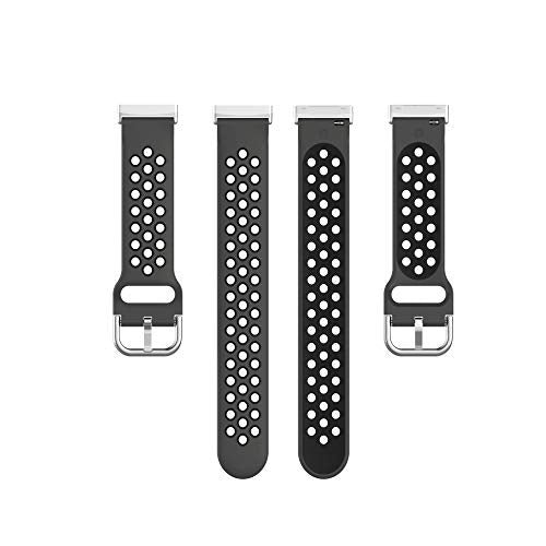 BabyValley Band Compatible with Fitbit Versa 4/Versa 3/Sense Silicone Band+Metal Connector Breathable Bracelet Strap Smartwatch Accessories Band for Versa 3/Sense (Purple+Lemon)
