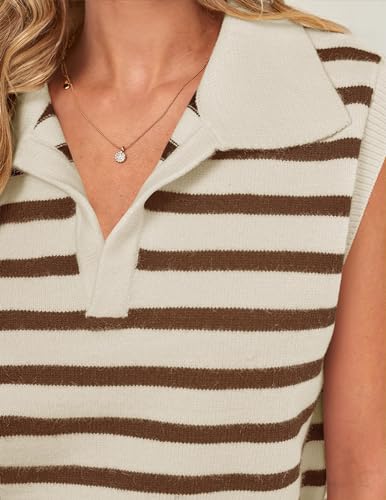 ZESICA Women's Summer Sweaters Vest 2024 V Neck Cap Sleeve Sleeveless Ribbed Knit Spring Tank Tops,Apricot,Small