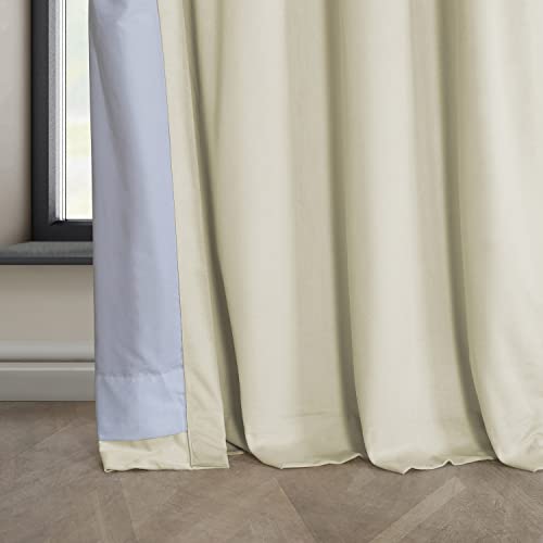 HPD Half Price Drapes Grommet Plush Velvet Curtains 84 Inches Long Room Darkening Curtains for Bedroom & Living Room (1 Panel), 50W x 84L, Au Lait Creme
