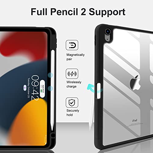 MYGROO case for iPad Air 11 Generation 2024/2025 M3/2 with Pencil Holder, Slim Smart Cover with Clear Back Shell for iPad Air4/5/6 Case 10.9 Inch 2022,Support Wireless iPad Pencil Charging