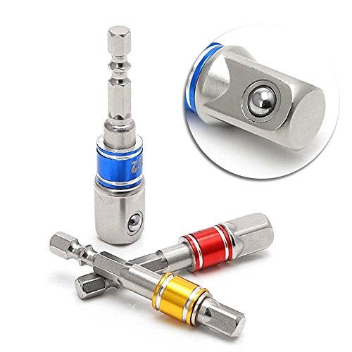 CIGOTU Tools Impact Socket Adapter Set 3pcs Joint Socket 1/4 3/8 1/2 In Hand Power Wrench Ratchet Drill Adapter/Extension Set Turns Power Drill Into High Speed Nut Driver (Black)