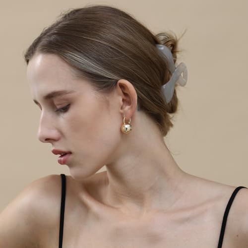 Ascona Gold Hoop Earrings, Gold Mini Ball Drop Dangle Leverback Earrings for Women, Hypoallergenic Lightweight Gold Plated Dainty Earrings Fashion Jewelry(12mm mini ball gold)