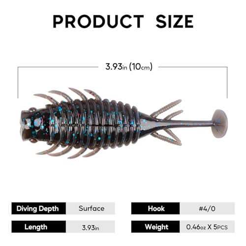 THKFISH Swimbait Fishing Lures,Soft Plastic Fishing Lures Pre-Rigged Jig Head Soft Lures 5 Piece Swimbaits Kit with Hook and Noise Attractor Beads,Great for Catches All Species