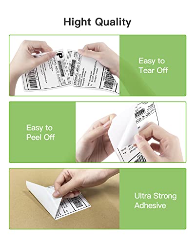 Nelko Genuine 4x6 Direct Thermal Shipping Label (Pack of 500 Fan-Fold Labels), Nelko 4x6 Thermal Labels for Nelko PL70E Shipping Label Printer, Perforated and Strong Adhesive, Commercial Grade