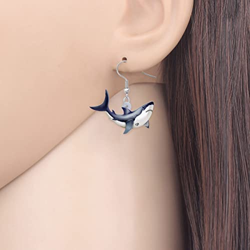 YAYAKO Acrylic Anime Shark Earrings Dangle Ocean Animals Jewelry Cute Shark Gifts for Shark Lovers Women Charms (Azure)