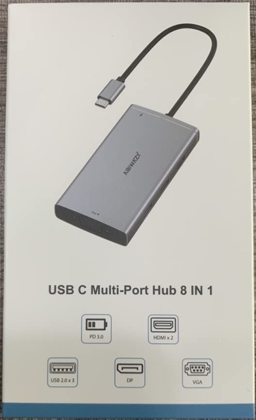 ABIWAZY USB C Docking Station Dual Monitor for HP Dell Lenovo Thinkpad Surface, 8 in 1 Computer Multiple Monitor Hub Adapter to Dual 4K HDMI,DisplayPort,VGA, 00W PD,3 USB for Windows Laptops(Black)