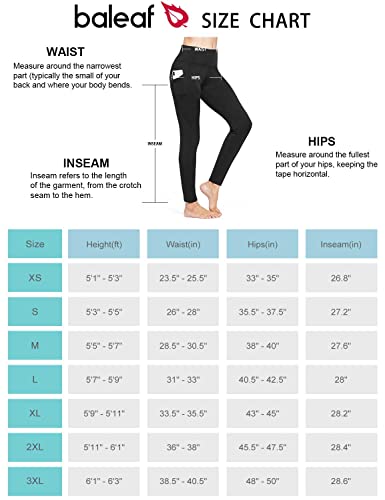 BALEAF Leggings for Women Fleece Lined Thermal Warm Winter Tights High Waisted Thick Yoga Pants Cold Weather Inner Pocket Light Blue S