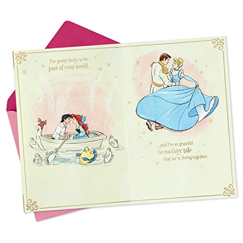 Hallmark Disney Valentines Day Card for Husband, Wife, Boyfriend, Girlfriend (Our Fairy Tale) Anniversary Card, Love Card