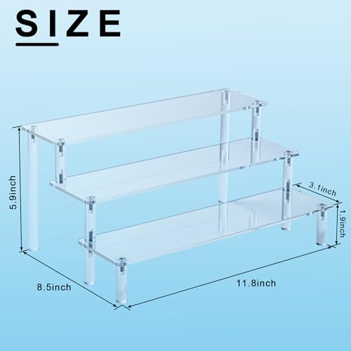 Acrylic Risers Display Stands, 3 Tier Perfume Organizer Display Shelf & Versatile Cupcake Stand Holder, Display Risers for Figures, Dessert Shelves for Party for Decoration and Organizer