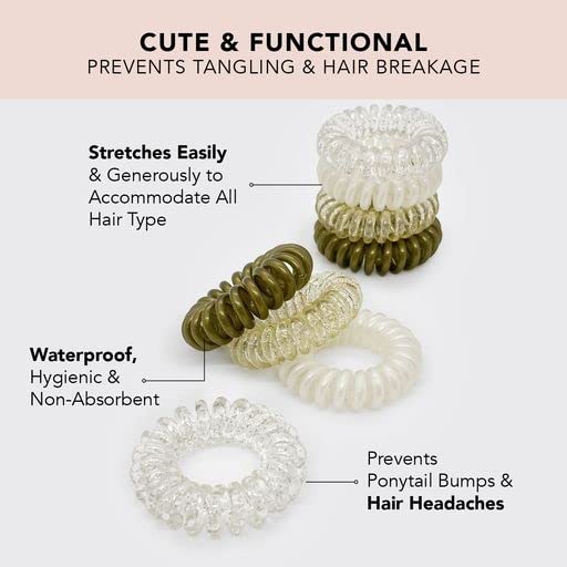 Kitsch Spiral Hair Ties for Women, Coil Hair Ties for Thick Hair, No Crease Hair Tie, Spiral Hair Ties No Damage, Hair Coils & Phone Cord Hair Ties for Thin Hair, Hair Ties Spiral, 8 pcs (Blonde)