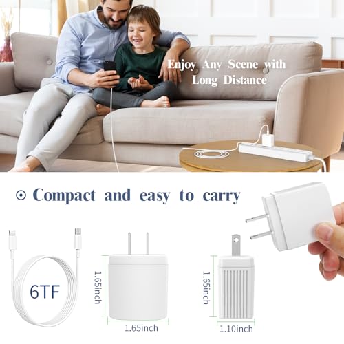 20W USB C Fast Charger Compatible with iPhone 15/15 Plus/ 15 Pro/ 15 Pro Max/iPad Pro/Samsung, 2Pack PD Type C Charger Blocks with 3FT USB C to C Cable