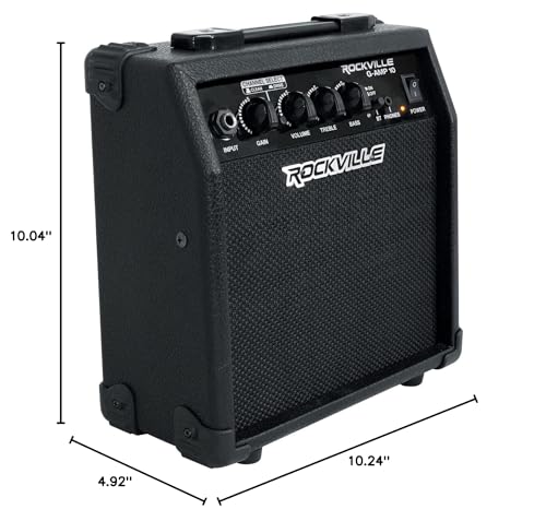 Rockville G-AMP 10W Guitar Amplifier with Bluetooth, Clean/Distortion Modes, 6" Speaker, 2-Band EQ, Headphone Out, for Practice and Small Gigs