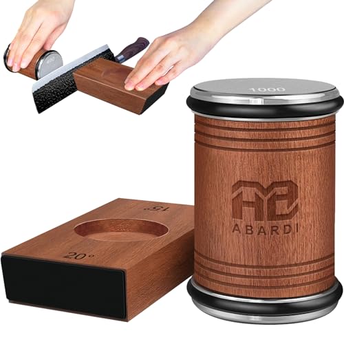 Abardi Rolling Knife Sharpener for Straight Edge, Knife Sharpener with Industry Diamonds for Steel of Any Hardness, Knife Sharpener Kit with 15 & 20 Degree Magnetic Angle for Kitchen Knives