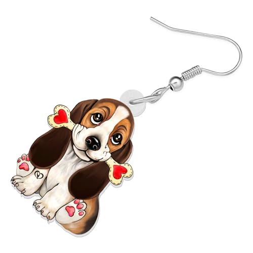 Bonsny Acrylic Valentine's Day Pink Heart Love Dalmatians Dog Earrings Drop Dangle Jewelry For Women Gift Charms (Dalmatians)