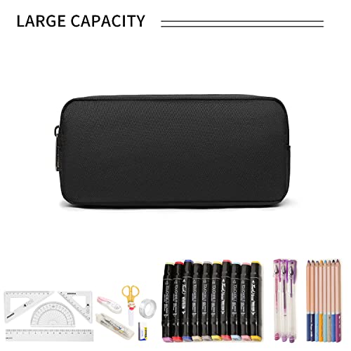 Della Gao Small Pencil Case Large Capacity Pencil Pouch Marker Pen Bag Coin Pouch Office Stationery Organizer (Balck)