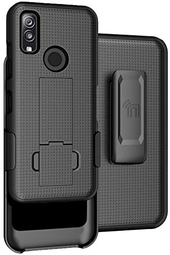 Nakedcellphone Combo Compatible with Verizon Kyocera DuraSport 5G UW (C6930) Case, Slim Kickstand Phone Cover with [Rotating/Ratchet] Belt Clip Holster Combination - Black