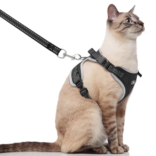 Supet Cat Harness and Leash for Walking Escape Proof, Adjustable Harness for Cats, Easy Control Small Cat Harness for Medium Large Kitten and Dogs (Lattice red, Small (Chest: 13.5" - 15.5"))