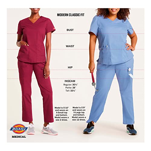 Dickies womens Signature 86706 Missy Fit V-neck Top (Size 2x-5x) medical scrubs shirts, Teal Blue, 5X-Large Plus