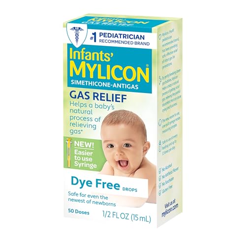 Mylicon Gas Relief Drops for Infants and Babies, Dye Free Formula, 0.5 Fluid Ounce
