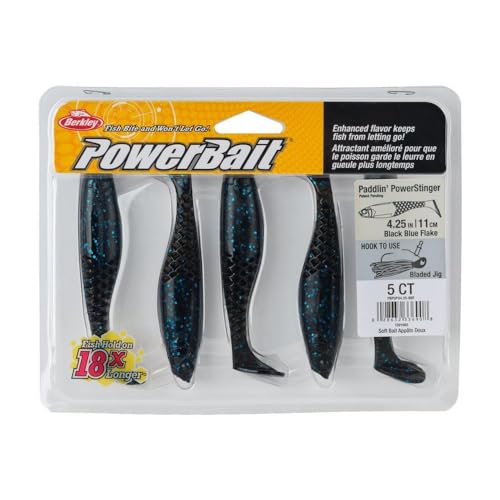 Berkley PowerBait Paddlin' Power Stinger Fishing Bait, Watermelon Copper/Orange w/Red, 4.25in, Irresistible Scent and Flavor, Ideal for Bass, Pike, Musky and More