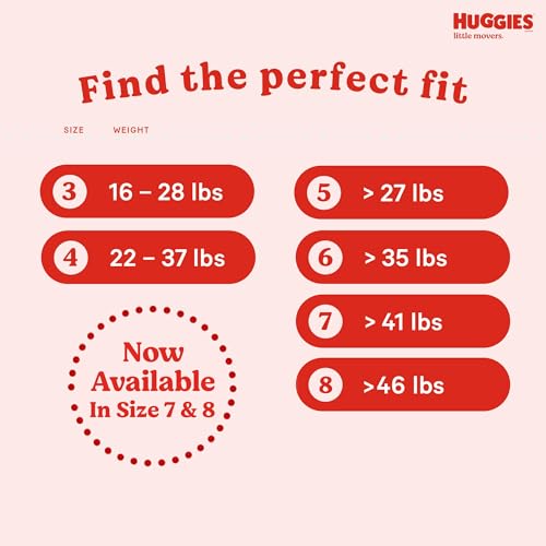 Huggies Size 4 Diapers, Little Movers Baby Diapers, Size 4 (22-37 lbs), 140 Ct (2 Packs of 70)