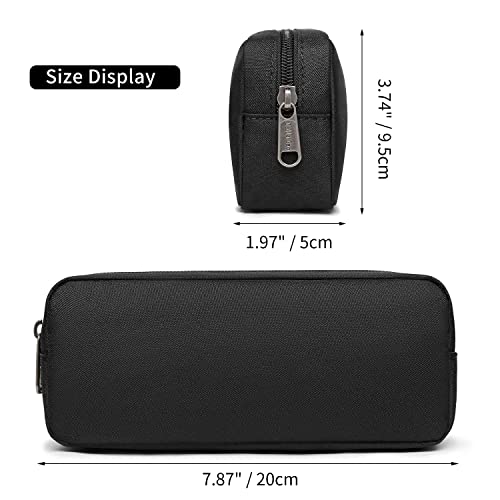 Della Gao Small Pencil Case Large Capacity Pencil Pouch Marker Pen Bag Coin Pouch Office Stationery Organizer (Balck)