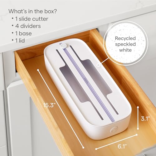 YouCopia StoraRoll Wrap Dispenser, 3-in-1, Drawer Organizer for Foil, Plastic Wrap, Parchment and Wax Paper with Safety Cutters and Labels for Kitchen Organization