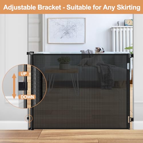 48" Extra Tall Retractable Baby Gates 55" Wide Retractable Dog Gate Tall Retractable Gate Extra Tall Baby Gate for Doorway Extra Tall Dog Gate for The House Extra Tall Pet Gate for Dogs Tall Mesh Gate