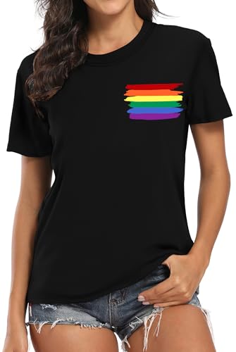 MAIHUN Gay Pride Flag Shirt for Women Rainbow Tshirts LGBT Ally Short Sleeve Lesbian Tee Tops