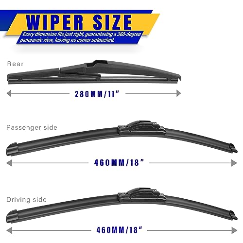 3 wipers Replacement for 2007-2011 Honda CRV CR-V/2007-2018 Acura RDX/2018-2020 nissan leaf, Windshield Wiper Blades Original Equipment Replacement - 26"/16"/14" (Set of 3) U/J HOOK