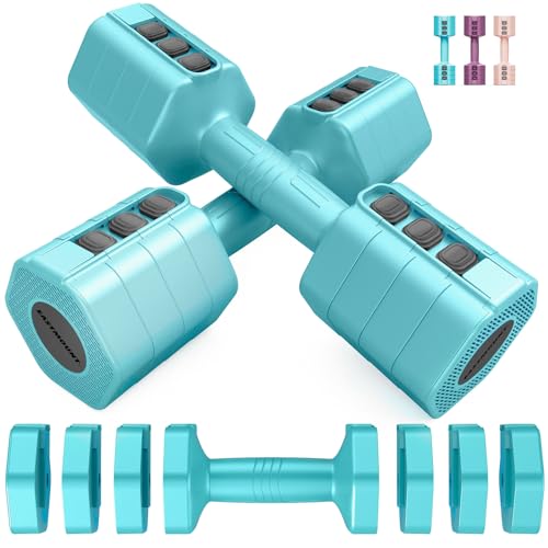 EAST MOUNT Weights Dumbbells Set of 2,Adjustable Dumbells for Women,4 in 1 Free Weights Each 2lb 3lb 4lb 5lb Hand Weights for Home Gym Exercise Training (Blue)