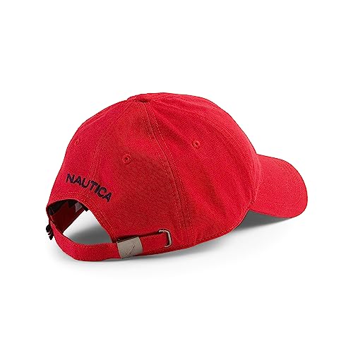 Nautica Men's Twill 6-Panel Cap,Deck Red,One Size