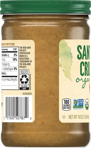 Santa Cruz Organics Crunchy Dark Roasted Peanut Butter, 16 Ounce