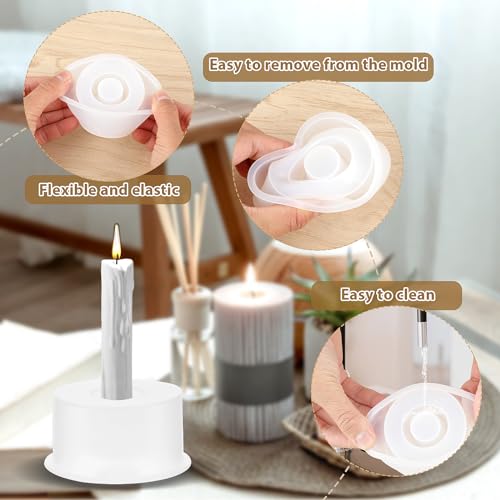 Grevosea 2 Pcs Candle Holder Resin Molds, Candlestick Silicone Molds Epoxy Resin Molds Candle Holder Mold for Pouring Taper Candles and Tealights DIY Crafts Wedding Party Home Decoration