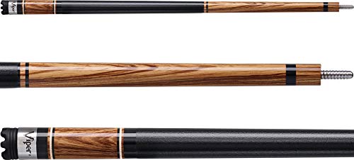 Viper Naturals 58" 2-Piece Billiard/Pool Cue, Zebrawood, 19 Ounce
