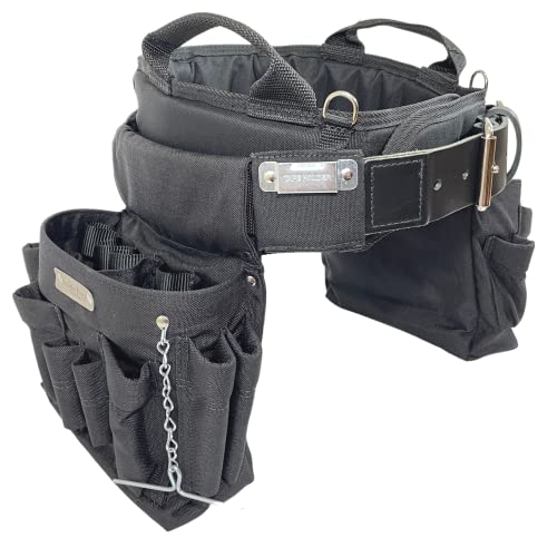 BOULDER BAG Professional Electrician's MAX Combo with Comfort Back Support Tool Belt, Leather Belt Buckle, Heavy Duty Work Belt, (Small 24-27 Inch Waist), Made in USA