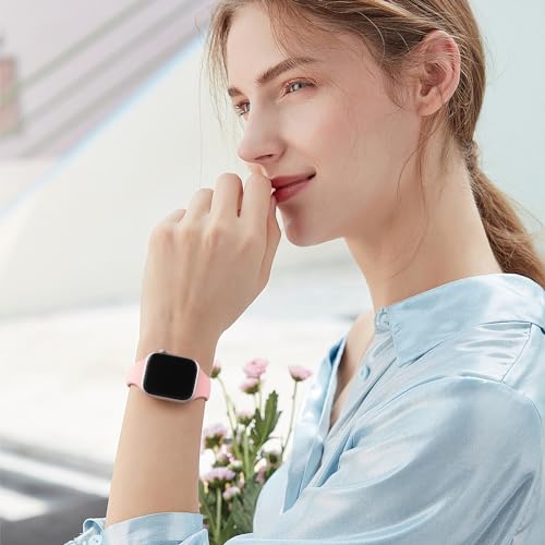 WJK Slim Bands Compatible with Apple Watch Bands 40mm 38mm 41mm, Women Men Silicone Straps Pomegranate for IWatch Series 9/8/7/6/5/4/3/2/1 Ultra