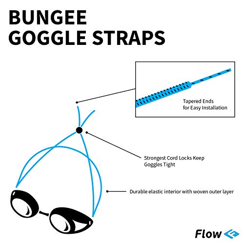 Flow Goggle Strap Kit (2-Pack) - Replacement Bungee Cord Straps for Swim Goggles (Solid Bright Orange)