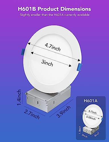 Govee Smart Recessed Lighting 4 Inch, Wi-Fi Bluetooth Direct Connect RGBWW LED Downlight, 65 Scene Mode, Work with Alexa & Google Assistant, LED Recessed Lighting with Junction Box, 850 Lumen, 4 Pack