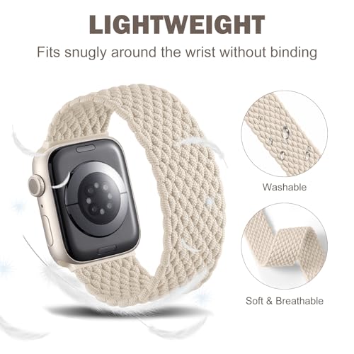 Zedoli 5 Pack Braided Solo Loop Compatible with Apple Watch Band 38mm 40mm 41mm 42mm Women Men, Stretchy Nylon Elastic Sport Strap Wristbands for Apple Watch SE Band iWatch Series 10 9 8 7 6 5 4 3 2 1