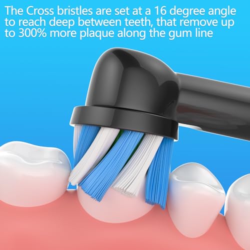 Schallcare Replacement Brush Heads Fit for Braun Oral b, Compatible with Oral-B Pro 1000/2000/3000/5000/6000 Smart and Genius Electric Toothbrush, 12 Pcs, Black