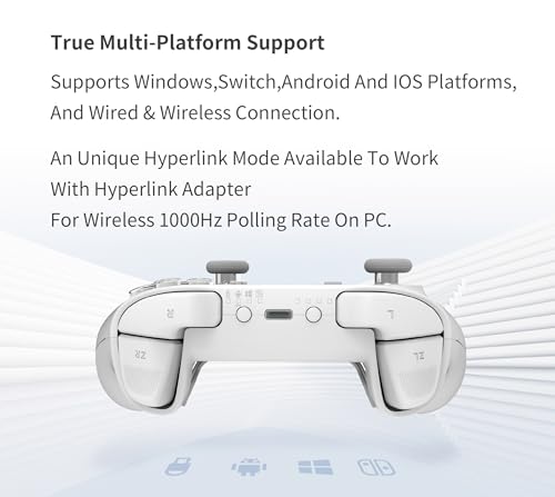 GuliKit KK3 MAX Controller,Kingkong 3 Maglev Vibration Motor,Hall Effect Bluetoot/Wired/Wireless Controller with 1000Hz Polling Rate and Level 2200 High Precision Joystick for Windows,Switch, Android, iOS (White)