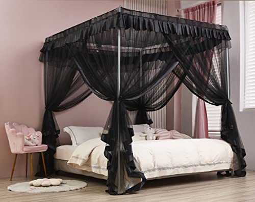 Mengersi Bed Canopy for Girls,Canopy Bed Curtains Cozy Drapes Bed Netting Girls Room Decor(Twin XL,White)