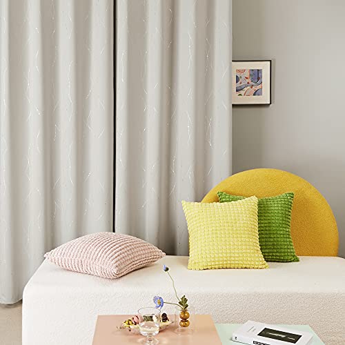 Deconovo Blackout Kitchen Curtains, 45 Inch Length, Pack of 2 - Thermal Insulated Curtains, Dots Pattern, Curtains for Dining Room (52 x 45 Inch, Grey, Set of 2)